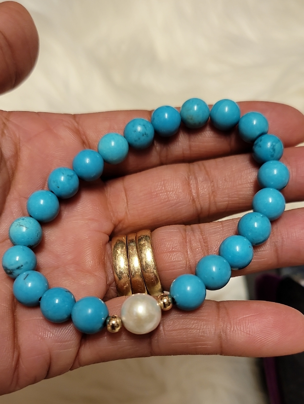 14k Beads Genuine Torquise Bracelet - Picture 4 of 4